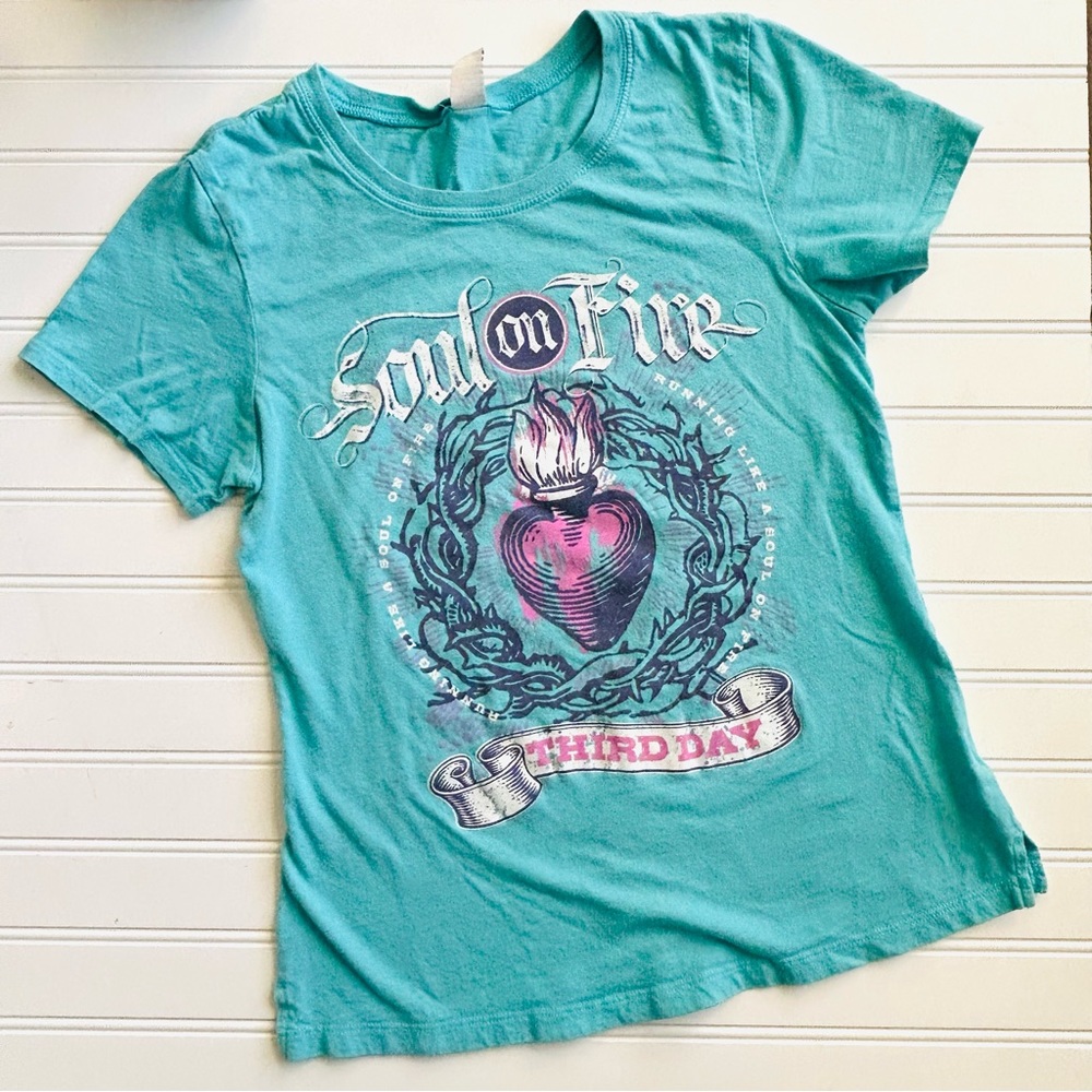 Autographed T-shirt Third Day Concert Womens Teal